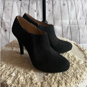 Black microsuede booties